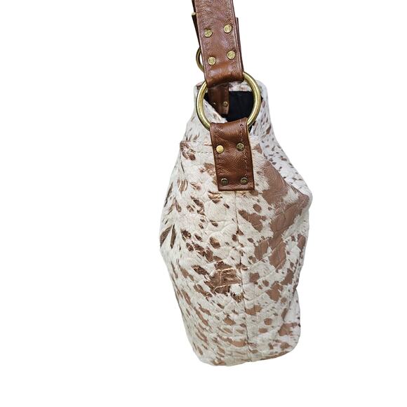 Wild Goose Cowhide Leather Shoulder Bag Purse White Rose Gold Speckled Cowgirl - Picture 3 of 11